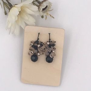 black and pink cluster earrings